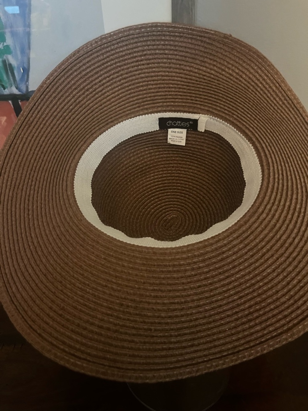chatties Brown Braided Wide Brim Straw Sun Hat - Picture 3 of 5